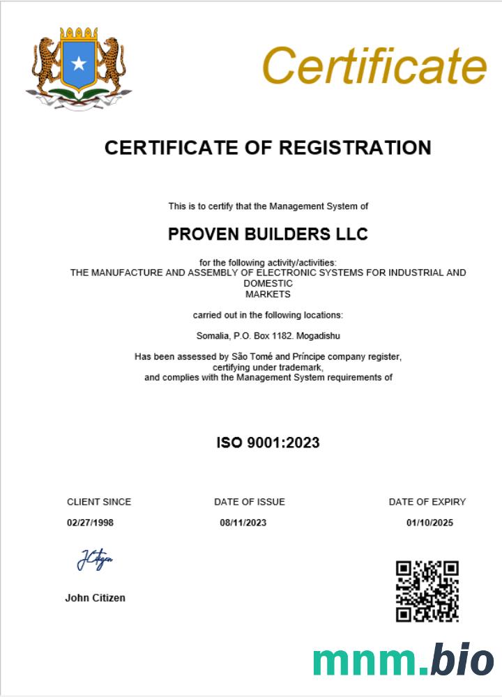 Somalia business registration vcertyfikat Word i szablon PDF